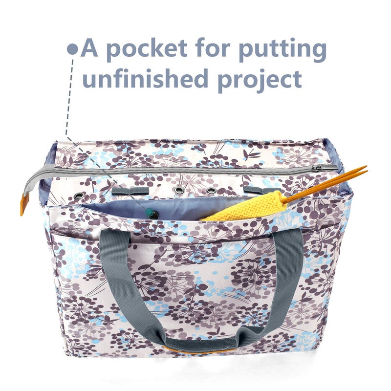 Teamoy Crochet Bag Organizer, Yarn Storage for Crocheting, Knitting Tote Bag for Needles and Hooks - Ideal for Crochet Lovers, Dandelion - Image 2